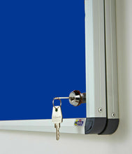 Load image into Gallery viewer, Adboards Classic Lockable Noticeboard Blue Felt 1200mm x 900mm Aluminium Frame