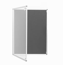 Load image into Gallery viewer, Adboards Classic Lockable Noticeboard Grey Felt 900mm x 600mm Aluminium Frame