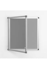 Load image into Gallery viewer, Fire Retardant Lockable Noticeboard Light Grey Felt 1200x 1200mm Aluminium Frame