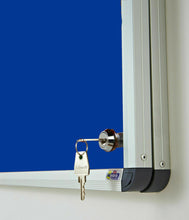 Load image into Gallery viewer, Adboards Classic Lockable Noticeboard Blue Felt 900mm x 600mm Aluminium Frame
