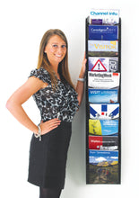 Load image into Gallery viewer, Black 10 Pocket Mesh Wall Mounted Leaflet Holder - Easy Installation -112cm High
