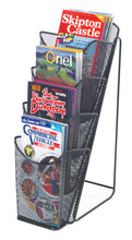 Load image into Gallery viewer, Black 4 Pocket–Narrow A4 Mesh Counter Top Leaflet Holder–Free Standing–11cm Wide
