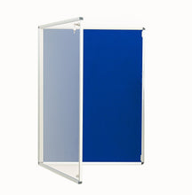 Load image into Gallery viewer, Adboards Classic Lockable Noticeboard Blue Felt 1200mm x 900mm Aluminium Frame
