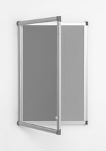 Load image into Gallery viewer, Fire Retardant Lockable Noticeboard Light Grey Felt 600 x 900mm Aluminium Frame
