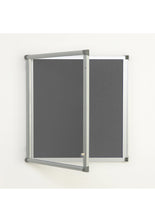 Load image into Gallery viewer, Fire Retardant Lockable Noticeboard Dark Grey Felt 1200 x 1200mm Aluminium Frame
